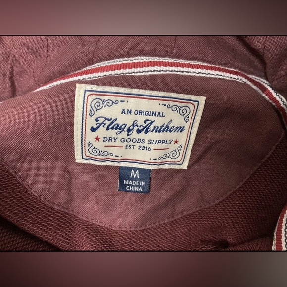 Flag & Anthem Mens Sweater Pullover Medium Maroon Snap Button Mid-Weight NWT - Picture 4 of 13